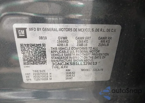 2020 Chevrolet Trax Fwd Ls from USA, damaged, VIN 3GNCJKSB1LL129013